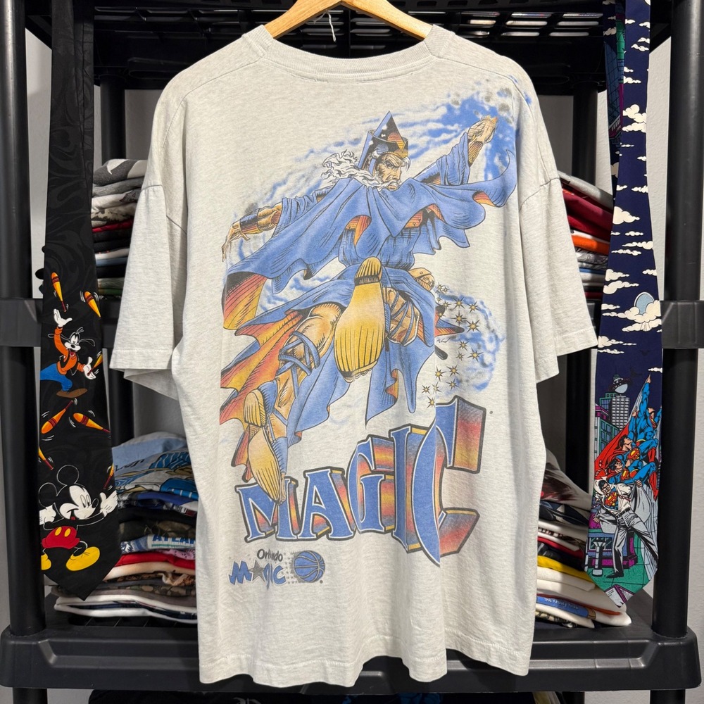 90s Grey Orlando Magic Wizard Graphic Tee XL
